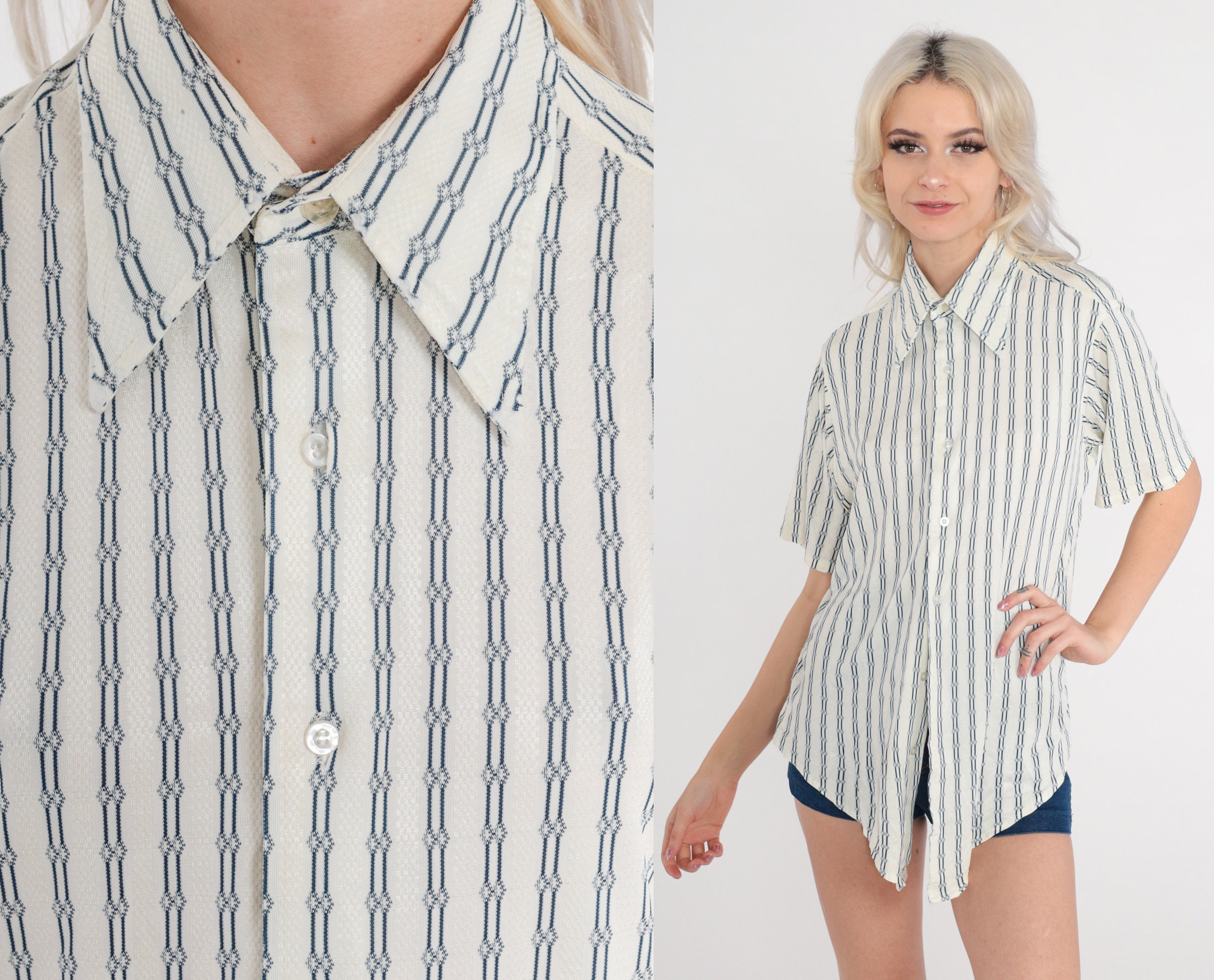 French Connection Thick Stripe Button-Up Shirt in White/Toba