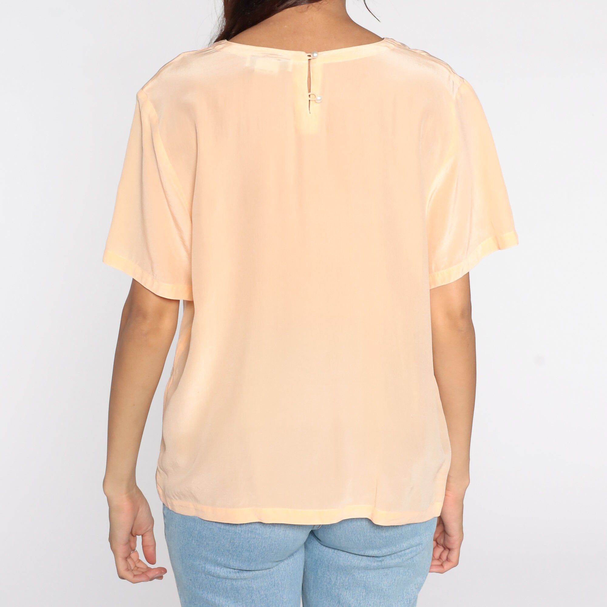 peach silk shirt
