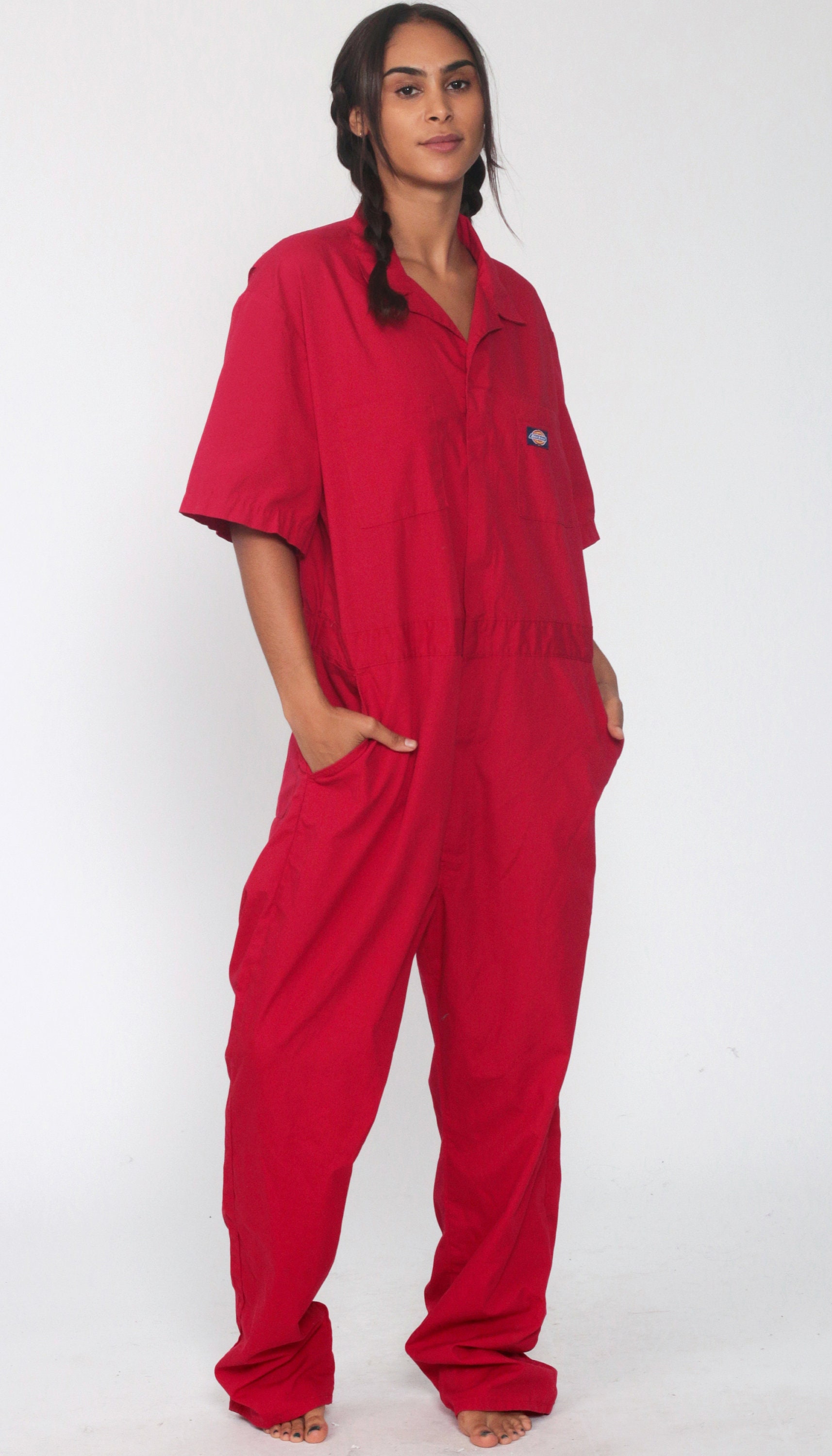 Dickies Coveralls Pants Red Jumpsuit Workwear One Piece Work Wear Short