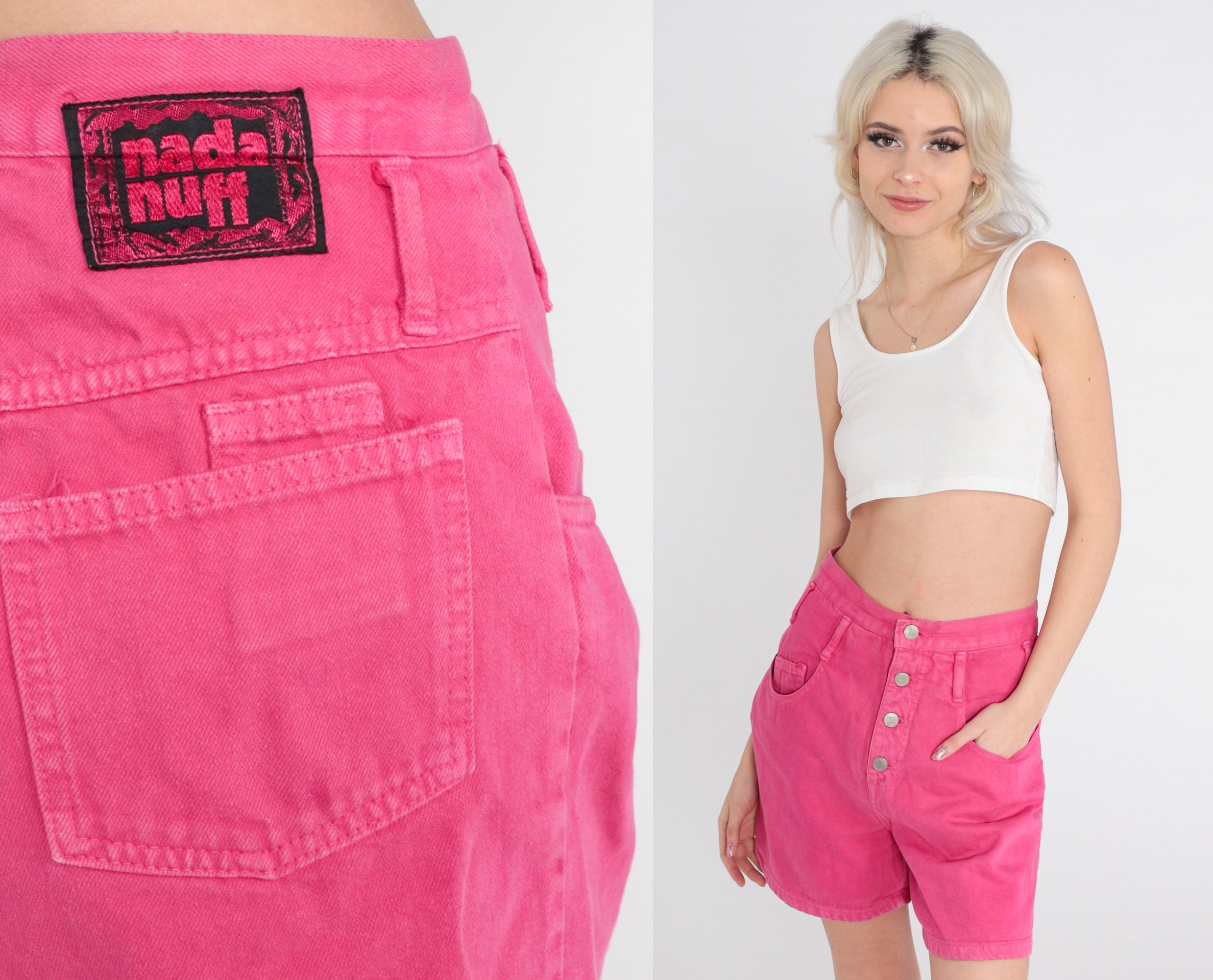 Louis Vuitton Women Pink Jeans Hot Pants Cotton Solid Mini Denim Shorts Sz  FR 40