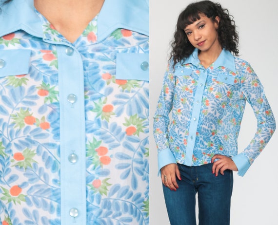 70s Bird Shirt Brown Boho Shirt Bohemian Top Swallow Shirt Geometric Novelty Print Button Up 1970s Hippie Long Sleeve Vintage Medium