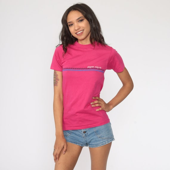 Sailboat Shirt Whiskeytown Sailing Club Shirt Graphic Tee 80s Hot Pink Tshirt Vintage Tshirt Boat Nautical T Shirt 1980s Extra Small xs