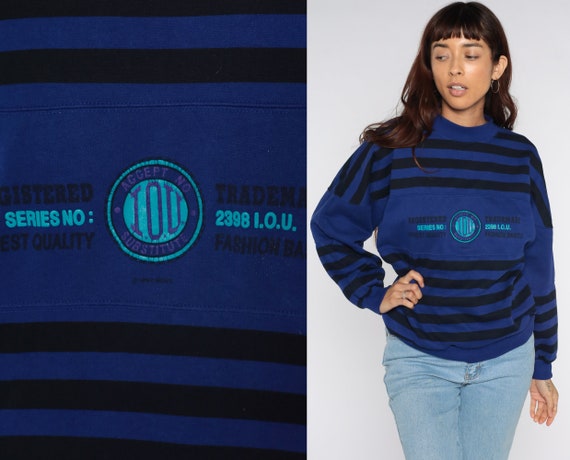 Purple Striped Sweatshirt 80s 90s 
