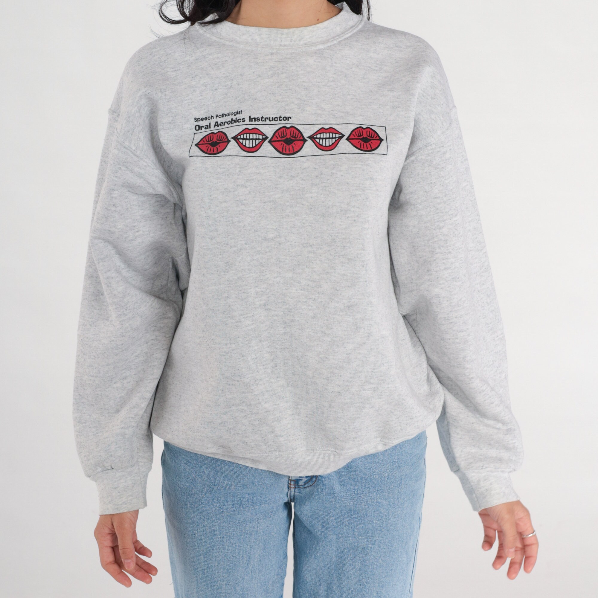 Lips Sweatshirt 90s Speech Pathologist Sweatshirt Oral Aerobics Kissing