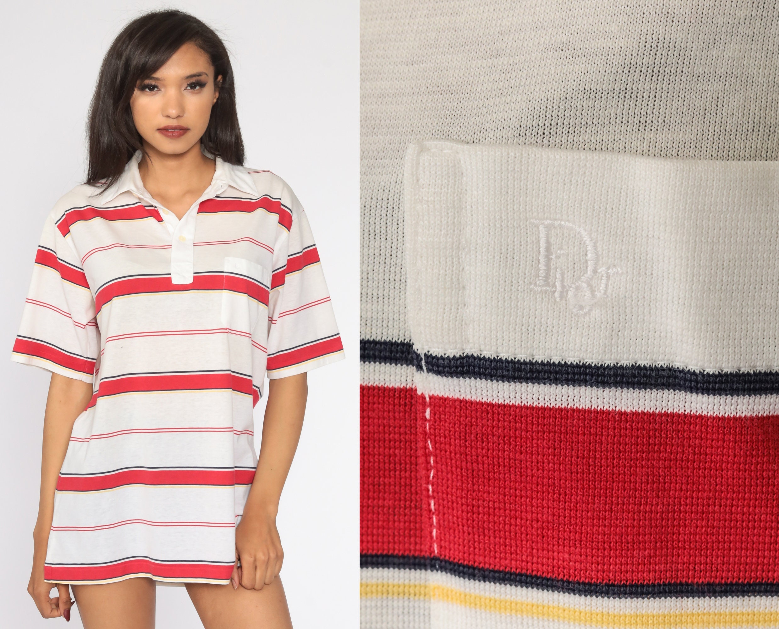 Christian Dior Shirt 80s Red White Polo 