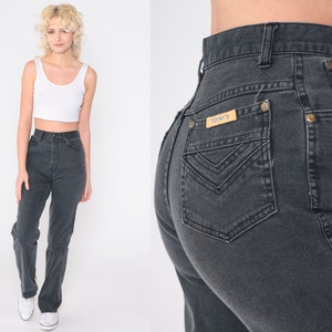 90s Black Jeans Slim Fit Jeans 1990s Faded Straight Leg Jeans Mom Jeans Spandex Cotton Denim Pants High Waist 1990s Vintage Small 27