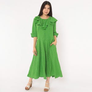 emerald green polka dot dress __label:Final Sale
