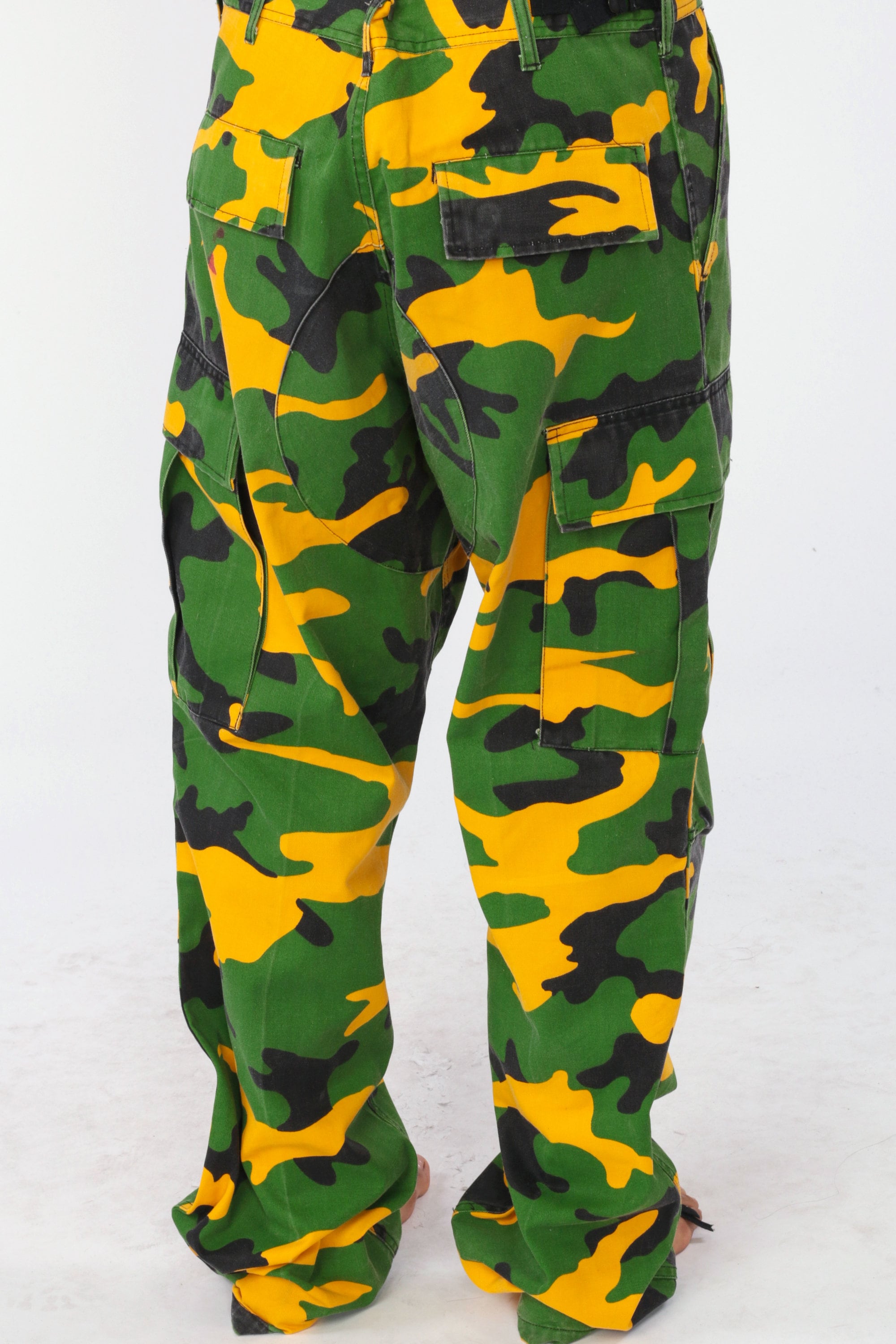 Camo Army Pants Green Yellow CARGO Pants Military Combat Pants Goth