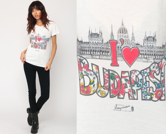 Budapest Shirt Retro TShirt I HEART BUDAPEST Shirt Vintage T Shirt 80s Travel Tee Graphic Tshirt Tourist Shirt 70s Print Europe Small
