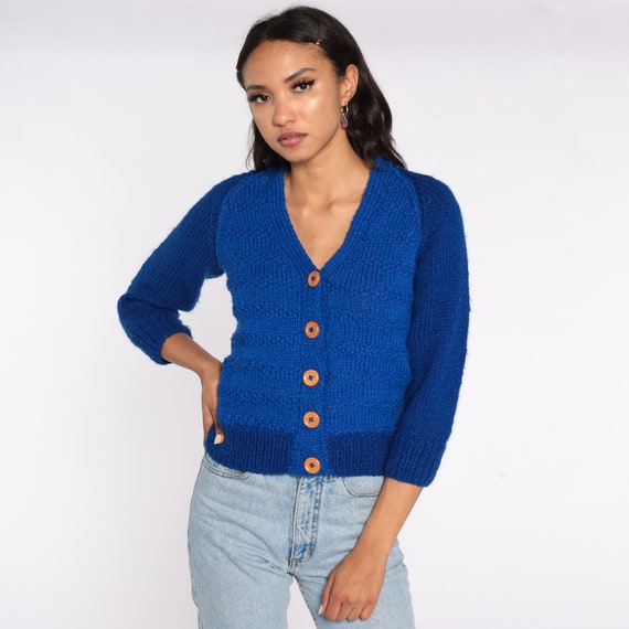 royal blue cropped cardigan