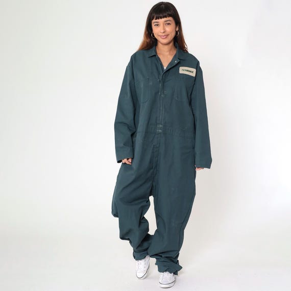 Vintage Green Terminix Boiler Suit 90s Coveralls Pants Jumpsuit Pest Control Workwear Long Sleeve Boilersuit Work Wear Men's 50 Long xxl