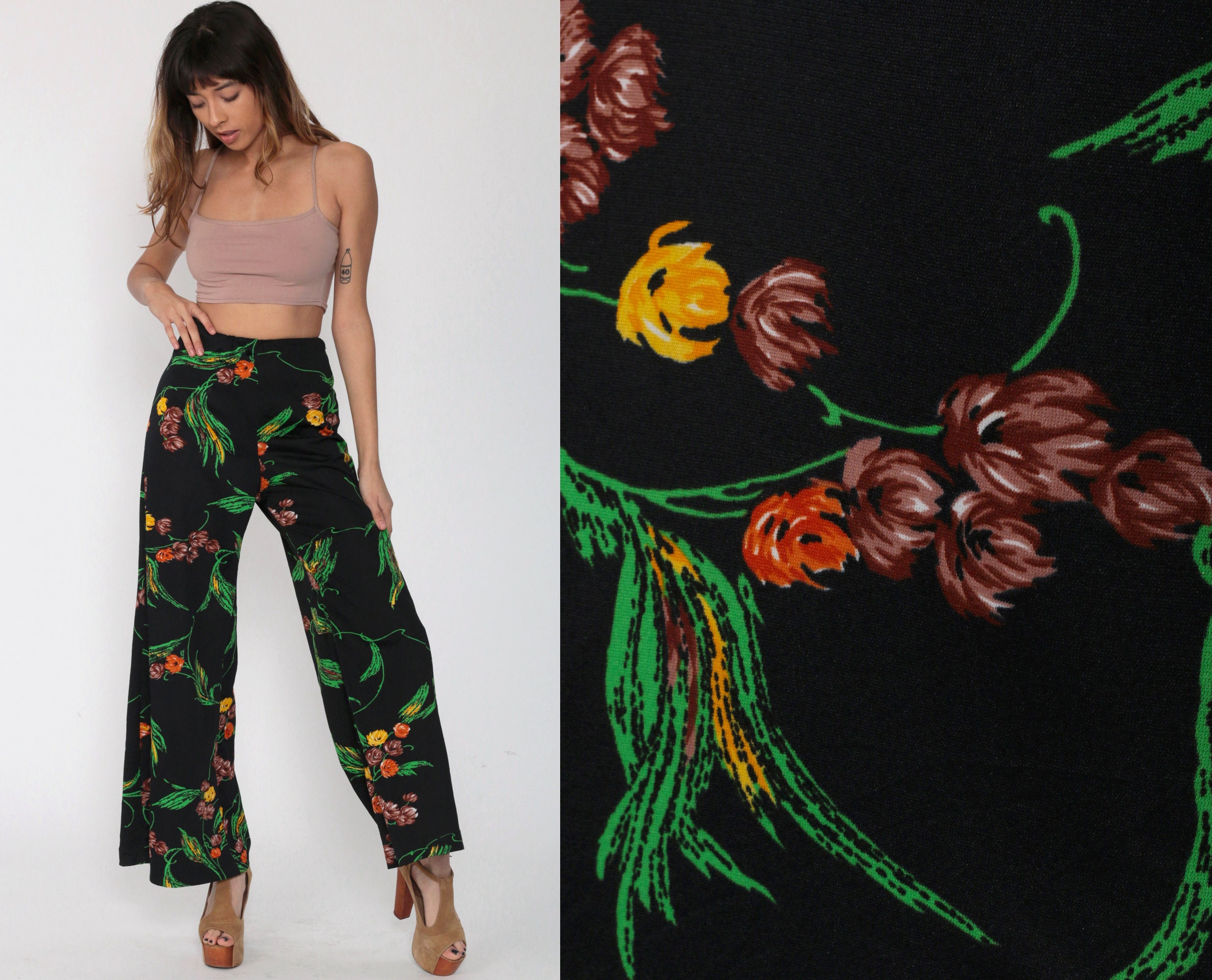 floral bell bottom pants