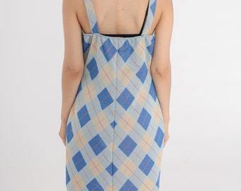 blue argyle dress Argyle Knitted Dress Navy Green | Luxury Womenswear