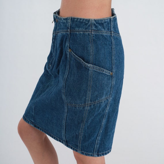90s Jean Skirt Gitano Denim Mini Skirt Dark Wash Blue Jean Pencil Skirt Retro High Waisted Wiggle Pocket Streetwear Vintage 1990s Medium 30