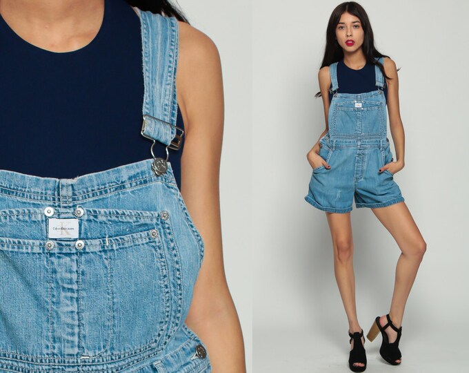 Calvin Klein Overalls Denim Overall Shorts Shortalls CK Jeans Etsy