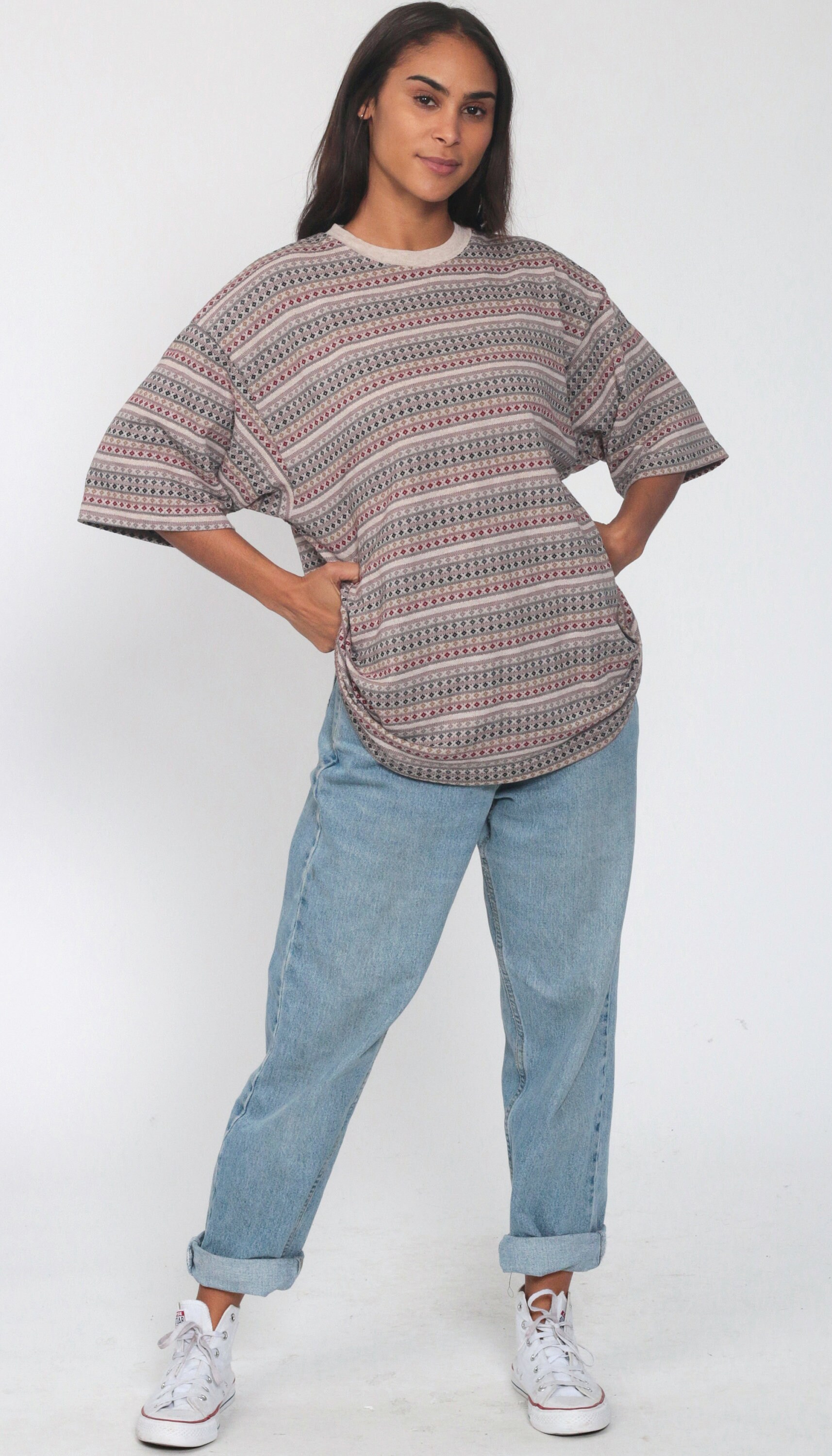 90s striped shirt outfit