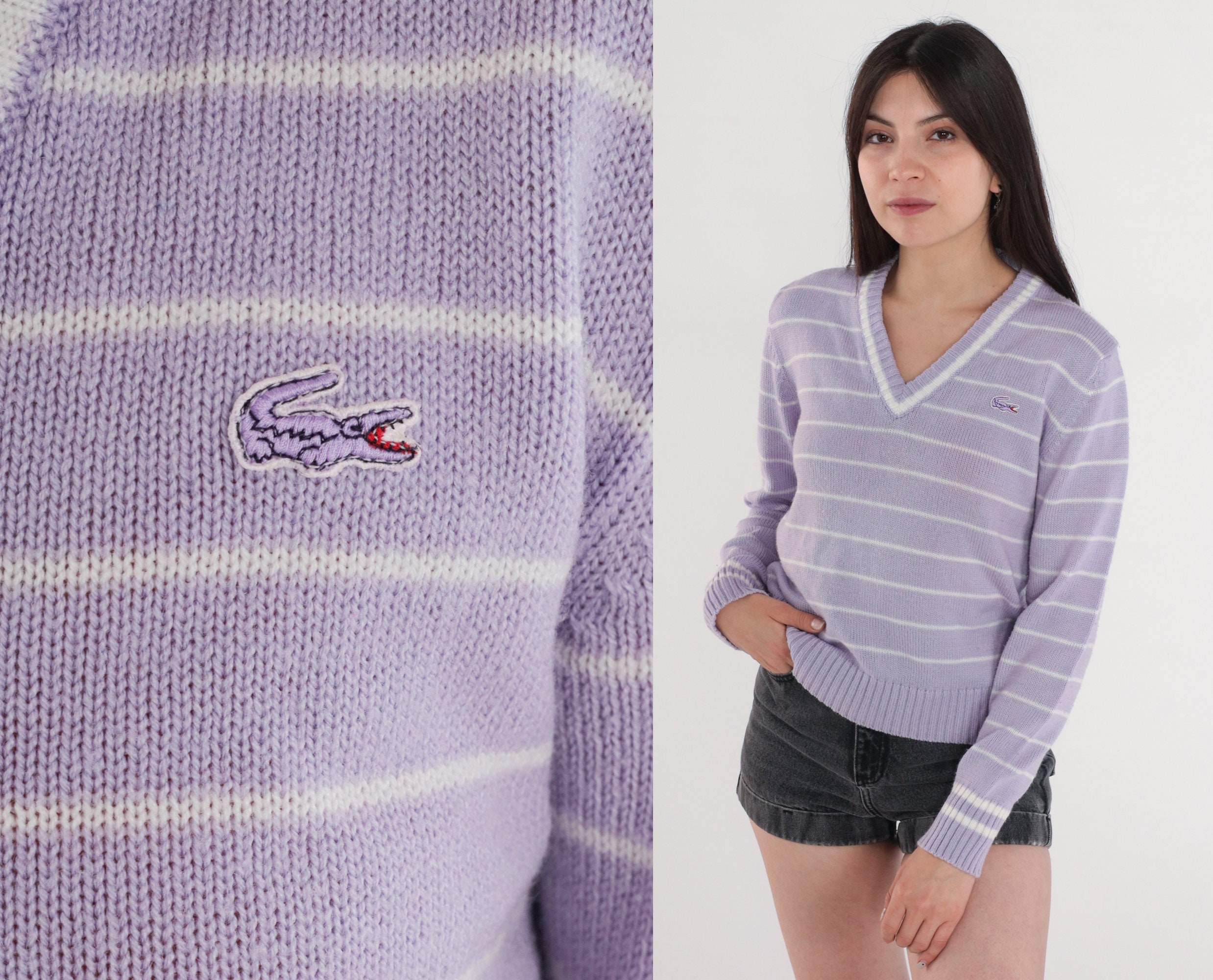 Lavender Lacoste Sweater 80s Tennis Sweater Purple Ringer IZOD Pullover ...