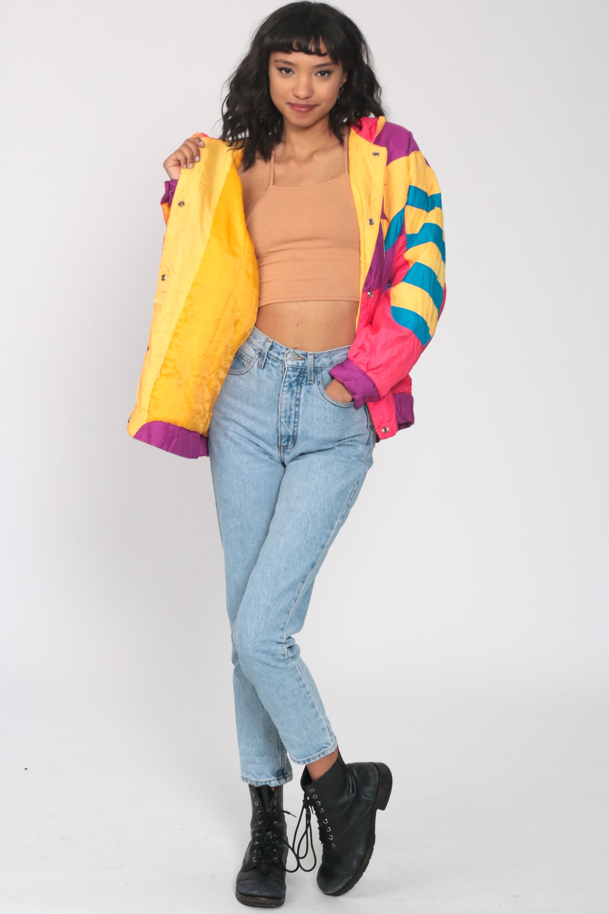 neon orange ski jacket