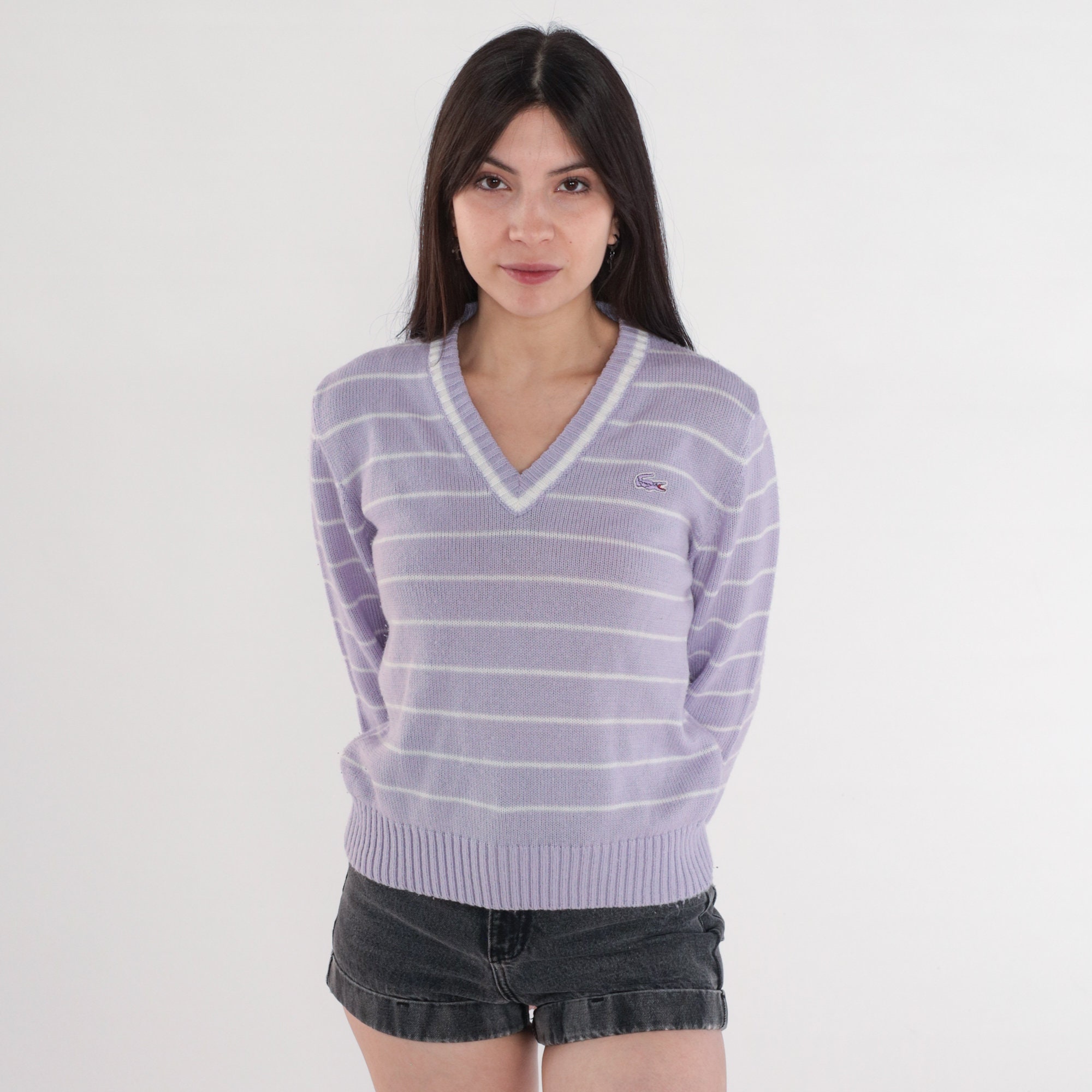 Lavender Lacoste Sweater 80s Tennis Sweater Purple Ringer IZOD Pullover ...