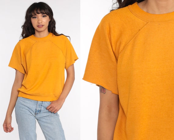 Mustard Short Sleeve Sweatshirt 80s 