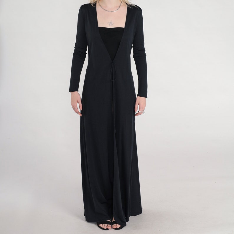 Long Black Robe 90s Silk Floral Embroidered Robe Maxi Jacket - Etsy