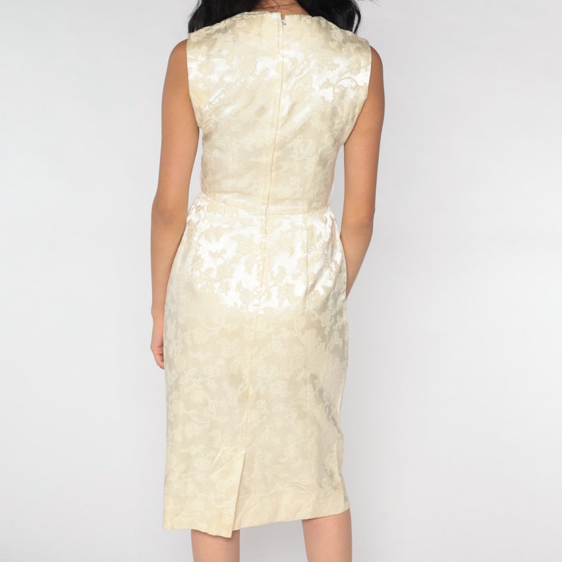 60s Brocade Dress 1960s Cream Party Dress Midi Floral Cocktail Etsy