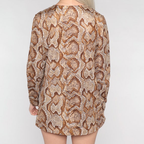 Snakeskin Blouse 70s Scale Pattern Top Snake Skin… - image 7