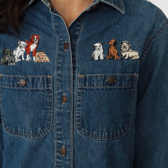 Denim Dog Dress Calvin Klein Mini Jean 90s Embroi… - image 5