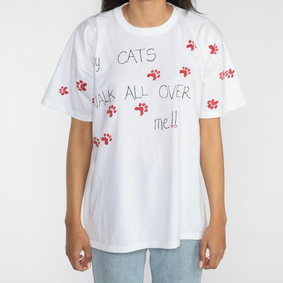 Cat Lovers T-Shirt 90s Funny Cat Shirt My Cats Wa… - image 4