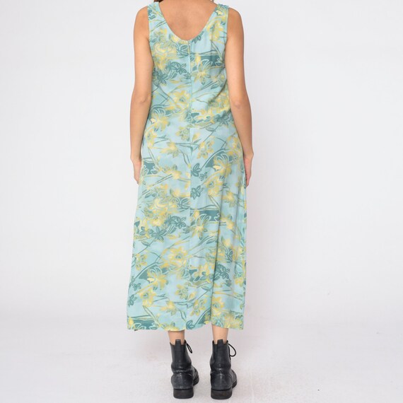 Seafoam Floral Dress 90s Side Slit Maxi Dress Ret… - image 8