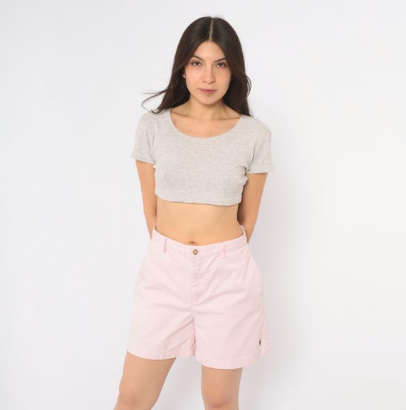 90s Ralph Lauren Sport Pink Shorts High Waist Cotton Blush Pastel Preppy Tennis Summer Beach Button Front Pleated Collegiate Vintage Small S