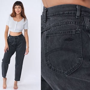 Tapered Black Jeans Vintage 90s Mom Jeans Tapered Jeans 1990s Chic Jeans High Waisted Jeans Denim Pants Small 28