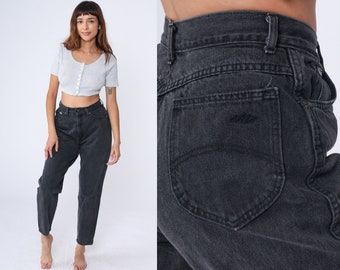 Tapered Black Jeans Vintage 90s Mom Jeans Tapered Jeans 1990s Chic Jeans High Waisted Jeans Denim Pants Small 28