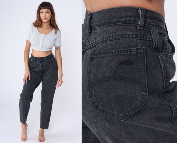 Tapered Black Jeans Vintage 90s Mom Jeans Tapered… - image 1