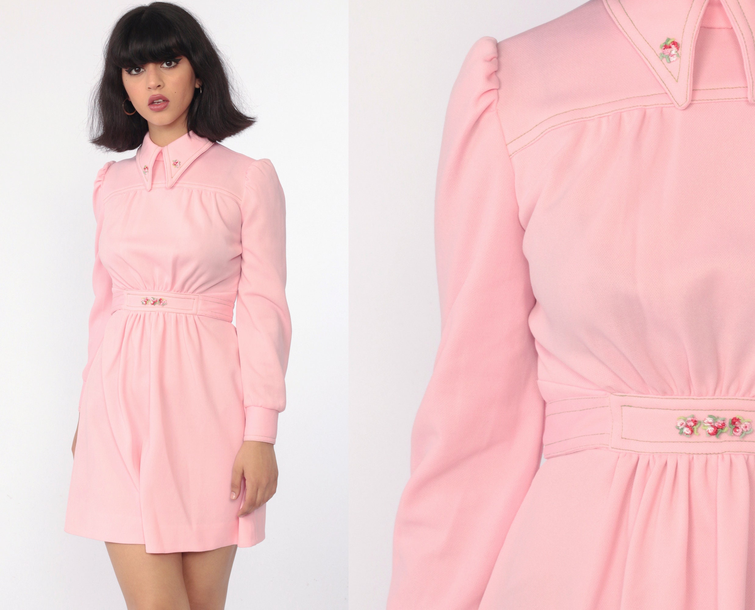 SHEER PUFF SLEEVE BABYDOLL DRESS - LIGHT PINK