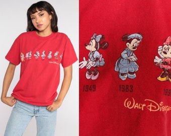 Minnie Mouse Shirt Walt Disney TShirt 90s Graphic Cartoon T Shirt Vintage Retro Tee Shirt Kawaii Cute Red 00s Small