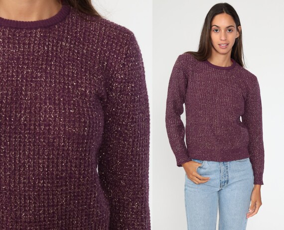 Purple Metallic Sweater Crewneck 