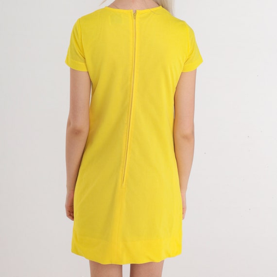 Bright Yellow Dress 60s Mod Mini Dress Keyhole Si… - image 6