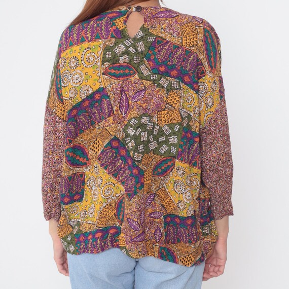 Y2K Patchwork Shirt Abstract Pattern Multicolor A… - image 6