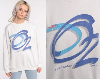 Australia Sweatshirt 90s Sweatshirt Slouchy Jumper Pullover White Graphic Travel Vintage Extra Large xl