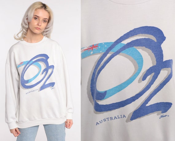 Australia Sweatshirt 90s Sweatshirt Slouchy Jumper Pullover White Graphic Travel Vintage Extra Large xl