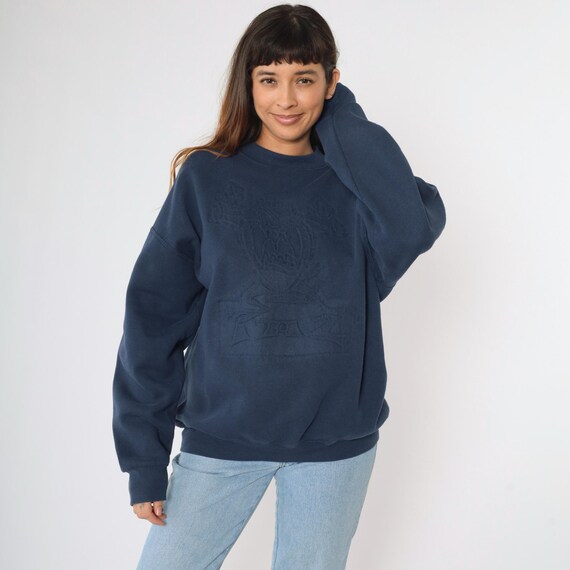 Vintage Embossed Taz Sweatshirt XL - 90s Looney Tunes Sweater Warner Bros Shirt Navy Blue Tazmanian Devil Cartoon Graphic Extra Large