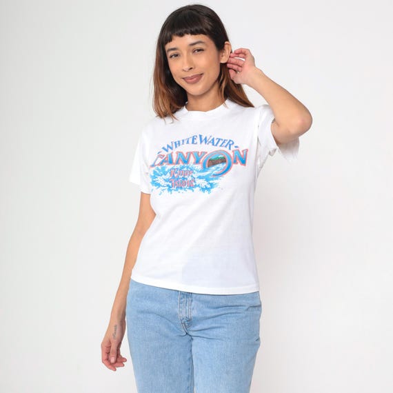 Vintage White Water Canyon T-Shirt 80sKings Island Ohio Screen Stars  50/50 Graphic Tee 1980s White Theme Park Shirt Single Stitch Small xs