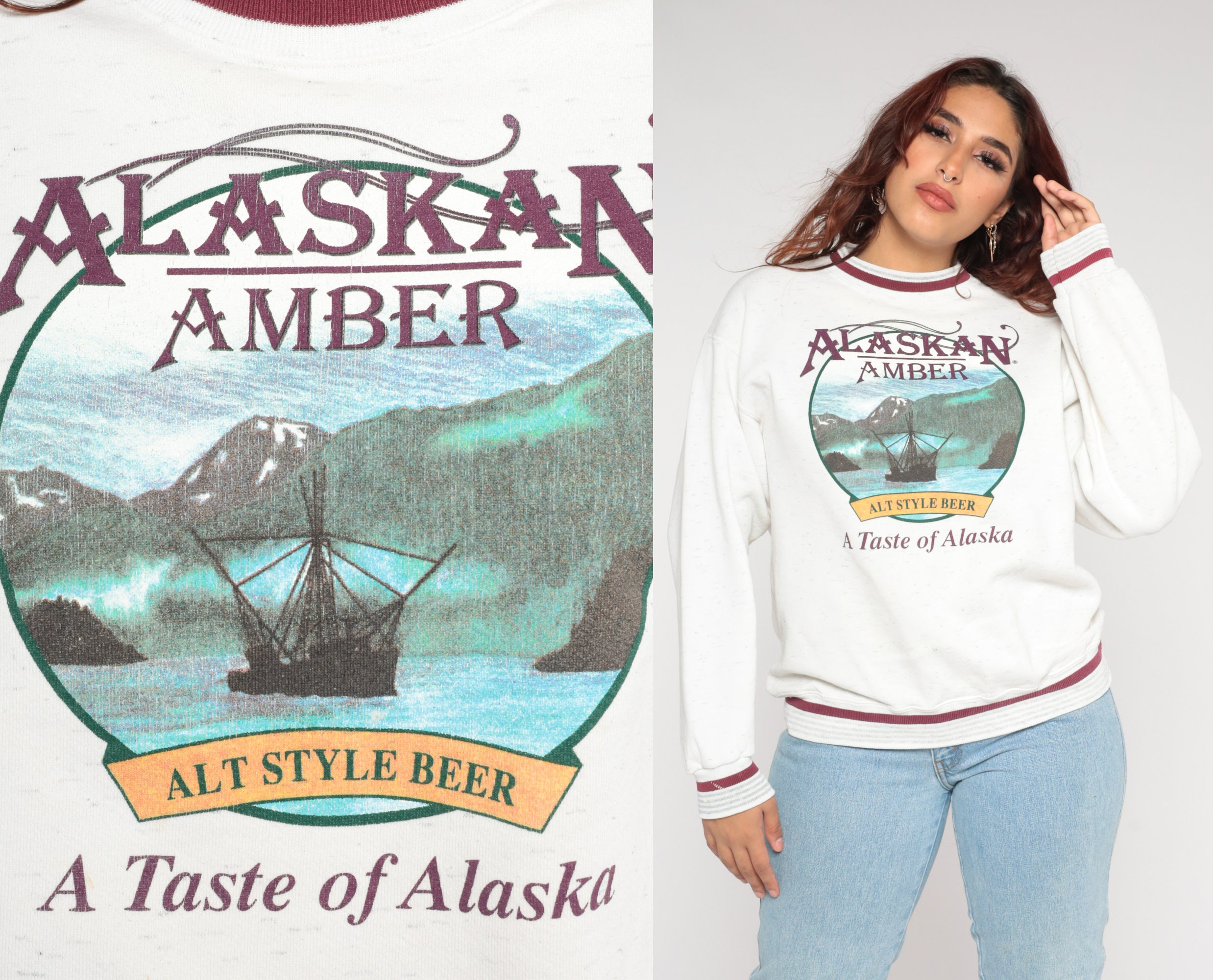 Alaskan Amber Sweatshirt 90s Alaska Beer Shirt Retro Alcohol Ship