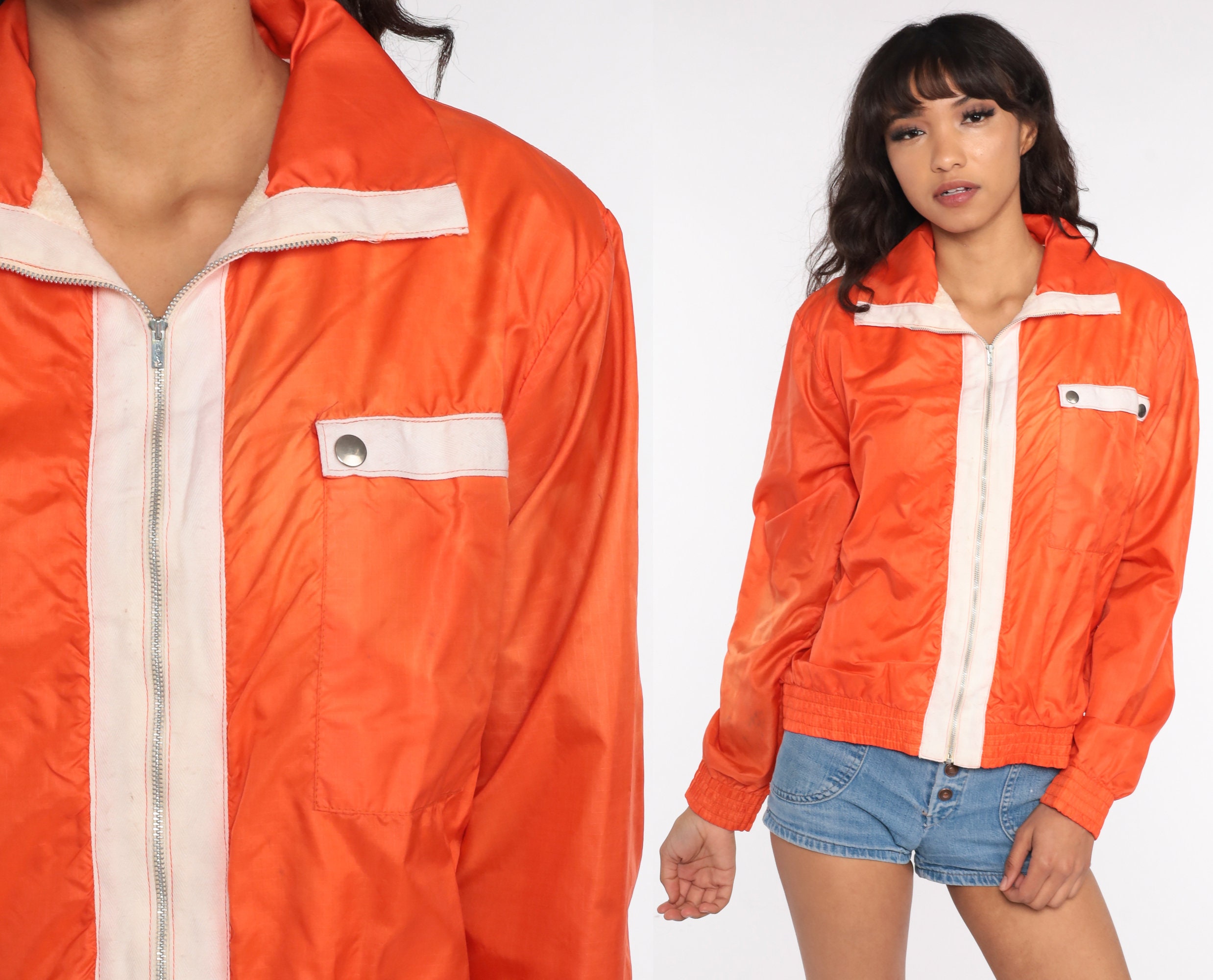 Orange Windbreaker Jacket -- 70s Jacket 