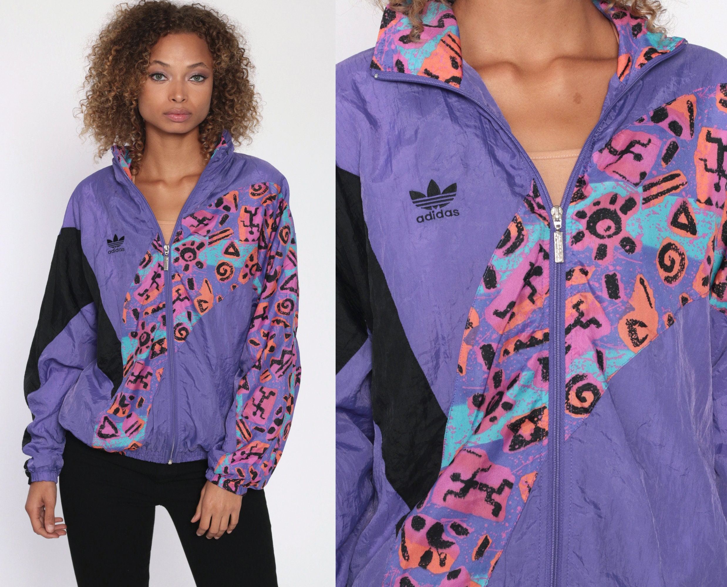 90s Adidas Windbreaker Jacket GEOMETRIC 