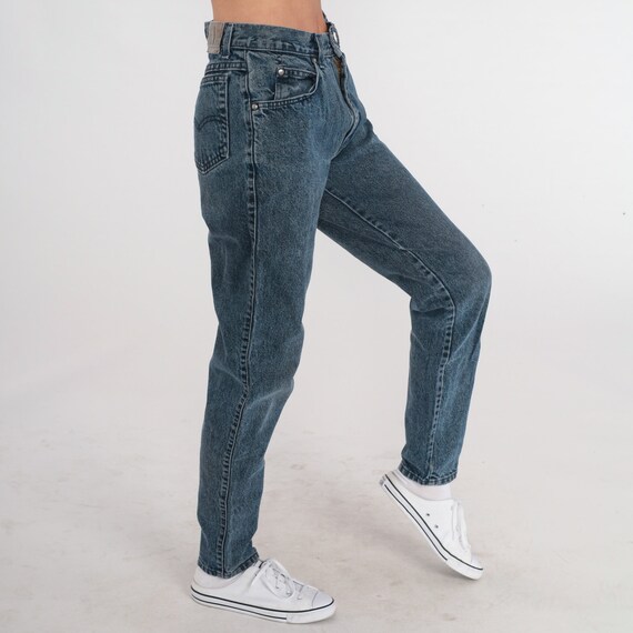 90s Levis Jeans Dark Grey Tapered Mom Jeans High Waisted Rise Levi Strauss Jeans Denim Pants Retro Slim Skinny Vintage 1990s Small S 28