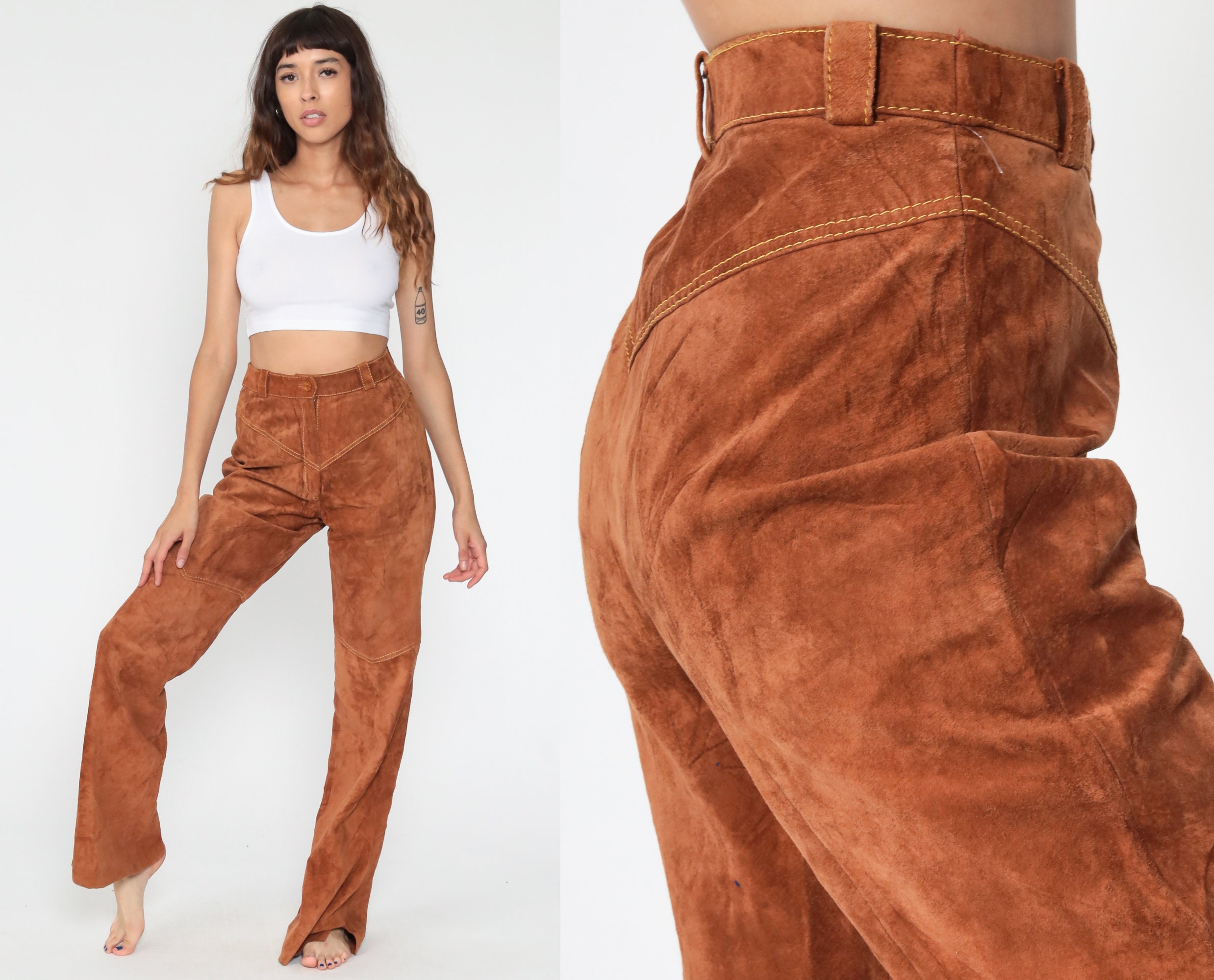 mens leather bell bottom pants