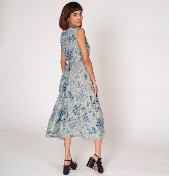 Floral Sheath Dress Y2k Embossed Midi Dress Grey … - image 5