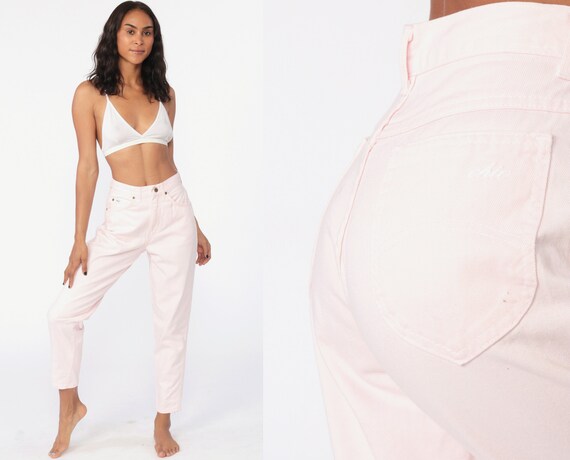Pink Jeans 26 -- Tapered Leg Pastel Jeans 90s Mom